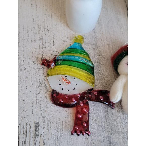 Snowmen variety lot glitter set snow ornament Xmas - Picture 5 of 12